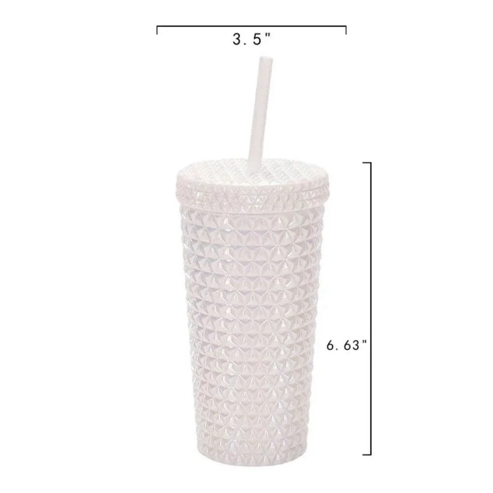 Your Zone 16oz Acrylic Iridescent Tumbler w/ Lid/Straw, hobnail-style texturing